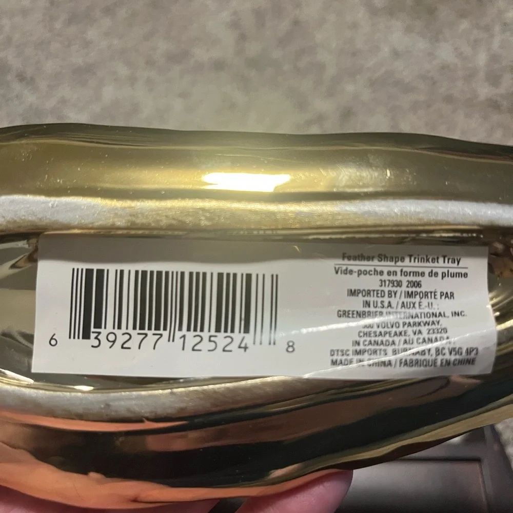 Gold feather jewelry dish
